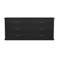 Manhattan Comfort - Commode double traditionnelle Clifford à 6 tiroirs - Noir-Finition stratifiée aspect bois : aspect bois chaud et naturel avec une surface durable et facile à nettoyer