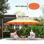Outsunny - Parasol de patio extra-large double face avec double auvent et manivelle - 15 pi - orange-Toile en polyester sélectionnée pour vous protéger des éléments nocifs