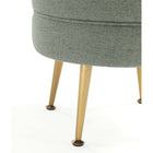 Manhattan Comfort - Bailey pouf capitonné moderne du milieu du siècle de 18,11" en mélange de polyester - vert sauge avec pieds dorés-Pieds élégants en acier inoxydable doré évasés