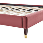 Modway - Harlow Performance Velvet Cadre de lit à plateforme King, Rose poussiéreuse-Poutre centrale renforcée et jambes de soutien