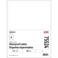 Avery - Étiquettes Imperméables - 3.33 po x 4 - Paquet de 300-Blanc