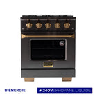 Kucht - 30 po Série KED style professionnel à double combustible, prête pour le propane - Gemstone-La cuisinière à quatre brûleurs comprend deux brûleurs de 15 000 BTU et deux brûleurs de 9 000 BTU