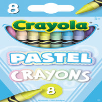 Crayola - Crayons de cire pastel - Paquet de 8-Les crayons de cire Crayola sont conçus avec l'accent sur une couleur vraie, un tracé lisse et la durabilité