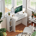 HOMCOM - Bureau avec rangement, 3 étagères ouvertes et tiroir - blanc-Bureau compact pour étudiant, idéal pour les chambres, les dortoirs et les petits espaces