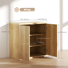 HOMCOM - Buffet cannelé 30,7 po avec porte à ouverture par pression - chêne - ensemble de 2-Étagères réglables offrant un espace de rangement polyvalent pour divers objets