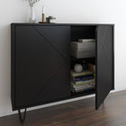 Nexera - Console de rangement 2 portes Slim, Noir-Facile et rapide à monter, ce meuble de la collection Slim nécessite d'être fixé au mur