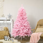 HOMCOM - Sapin de Noël artificiel 5 pi - forme large - rose-Construction de charnière, conception de section, branches s'ouvrant automatiquement pour une installation rapide  