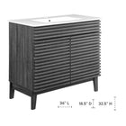Modway - Render 36" Vanette de salle de bain - Blanc charbon-Pieds en bois effilés