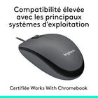 Logitech M100 Souris USB Filaire Ambidextre - Gris-Passez à la Souris Filaire M500 de Logitech : Atteignez une productivité plus haute avec un défilement horizontal ultra-rapide, une meilleure précision et 6 boutons personnalisables