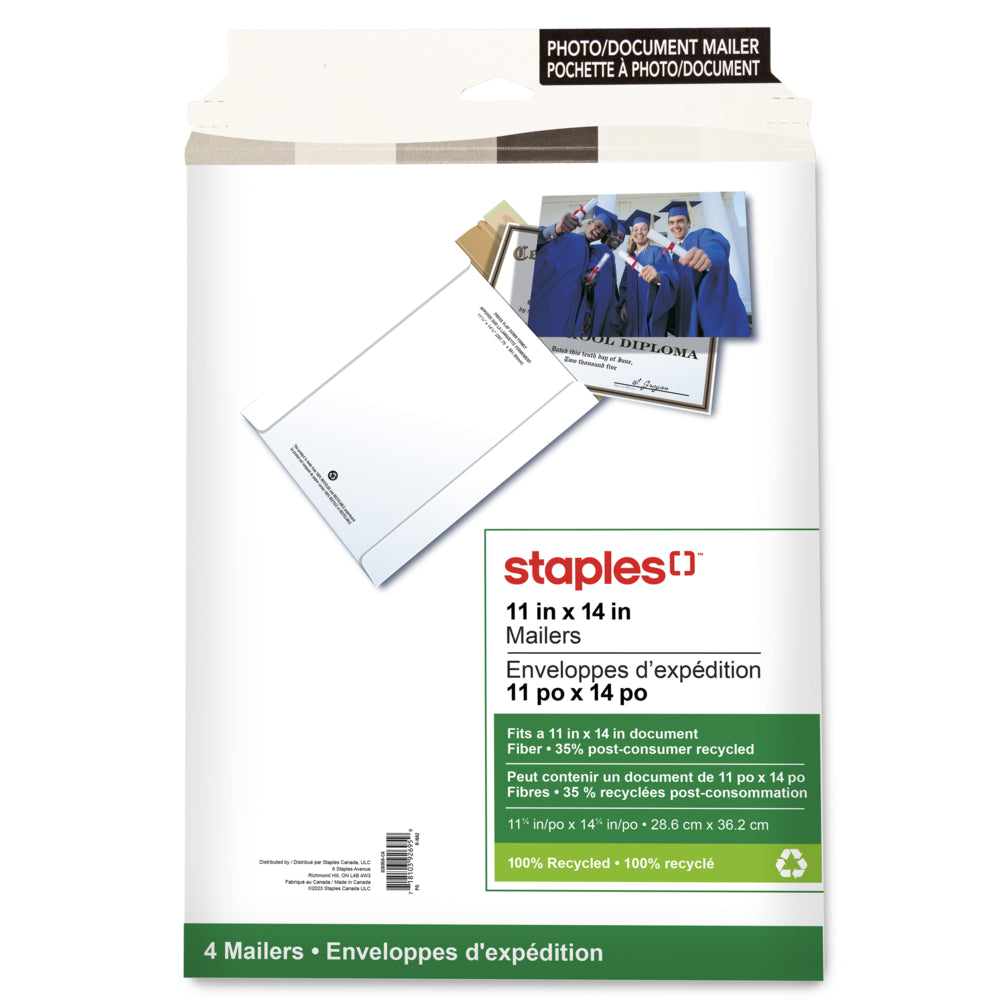 Staples – Enveloppe d'expédition pour photos - 11 po x 14 po