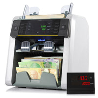 Kolibri - Compteur de devises à 2 poches Signature V2 à dénomination mixte (CAD/USD) avec détection avancée des contrefaçons-Comptage et tri des coupures mixtes pour cinq devises : USD, CAD, MXN, EUR et GBP