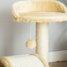 PawHut - arbre à griffer pour chat 18 po avec maison et jouet suspendu - beige-Matériau : Panneau de particules, peluche, corde en sisal 