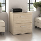 Bush Business Furniture - Hustle Classeur latéral à 2 tiroirs, orme naturel (HUF130NE)-Les tiroirs s'ouvrent sur des glissières à roulement à billes à extension complète pour un accès sans effort aux documents de format lettre, légal et A4