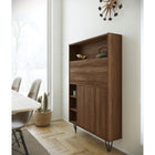 Nexera - Bureau mural Slim, Noyer-Cachez parfaitement votre ordinateur portable, votre tablette, vos câbles et vos accessoires une fois la porte rabattable fermée. Profitez de 3 étagères réglables pour ranger vos affaires