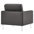 Modway - Loft Touffe Cuir végane Fauteuil et ensemble ottoman - Gris argenté-Capsules de pied non marquées