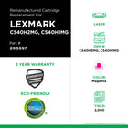 CIG - Cartouche de toner Lexmark C540H2MG/C540H1MG remise à neuf - Rendement élevé - Magenta-Rendement de 2000 pages
