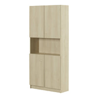 South Shore - Arum - Armoire de rangement 4 portes avec rangement ouvert - Chêne blanchi-Cuisine bien rangée : libérez enfin vos armoires de cuisine grâce à ce vaisselier d’inspiration contemporaine. Il peut notamment servir à entreposer votre vaisselle de service et vos petits électroménagers.