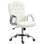 Vinsetto - Chaise de bureau avec hauteur et inclinaison réglables - blanc-Design chic de style français, dossier capitonné décoré de boutons en cristal