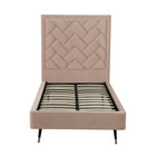 Manhattan Comfort - Lit une place moderne Crosby 81,1" en velours - Nude-Aucun sommier requis Solid slats en pin massif inclus