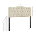 Modway - Annabel Mélange de lin premium Tête de lit complète, Lin-Touffage en losange
