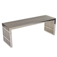 Modway - Gridiron Médium Acier inoxydable Banc - Argent-Établi ou table moderne parfait