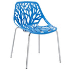 Modway - Stencil Restauration Fauteuil d’appoint - Bleu-Motif de forêt feuillue organique