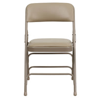 Flash Furniture – Chaise pliante HERCULES en métal à 3 barreaux et à 2 pivots, siège en vinyle beige (HAMC309AVBGE)-Chaise pliante en métal rembourrée