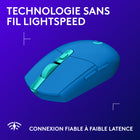Logitech - Souris optique de jeu sans fil  G305 Lightspeed, bleue-Autonomie exceptionnelle : 250 heures de jeu en continu avec une seule pile AA . un témoin LED lumineux vous avertit lorsqu'il ne reste plus que 15 % de batterie, afin que vous puissiez continuer à jouer au maximum de vos performances