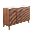 Modway - Render 48" Vanité de salle de bain à un seul lavabo - Blanc noyer-Matchs non inclus