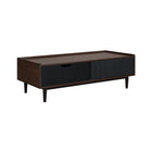 Manhattan Comfort - Table basse Duane 120 cm style mid-century moderne - marron foncé et noir-Pieds en métal pour la mode et la durabilité