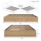 Nexera - Lit double 3 tiroirs, Érable naturel-8