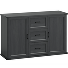 HOMCOM - Buffet moderne 47 po avec tiroirs et portes de rangement - grain de bois noir-Comprend deux armoires et trois tiroirs, offrant un vaste espace de rangement organisé