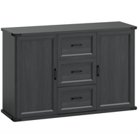 HOMCOM - Buffet moderne 47 po avec tiroirs et portes de rangement - grain de bois noir-Comprend deux armoires et trois tiroirs, offrant un vaste espace de rangement organisé