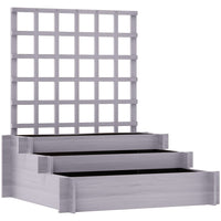 Outsunny - jardinière surélevée à 3 niveaux avec treillis pour plantes grimpantes - gris-Treillis arrière pour plantes grimpantes
