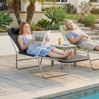 Outsunny - Chaise longue d’extérieur - chaise pliante inclinable réglable - noir-Chaise longue triple pliage avec 5 angles réglables