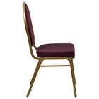 Flash Furniture – Chaise banquet empilable à dossier en dôme, siège en tissu bourgogne 2,5po, doré (FDC03AGEFE1679)-S'empile jusqu'à 15 chaises de hauteur