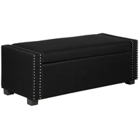 HOMCOM - Banc ottoman de rangement moderne rembourré à dessus relevable - gris foncé-Le tissu neutre s'intègre parfaitement à une décoration mixte et assortie 