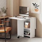 HOMCOM - Table à manger pliante à abattant avec tiroir et étagères de rangement pour 4-6 - blanc-Des charnières en acier allié de qualité et des broches de contrôle sous le plateau assurent un soutien solide 