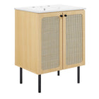 Modway - Chaucer 24" Vanette de salle de bain - Oak White-MDF et panneau de particules