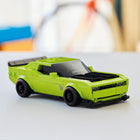 LEGO - Speed Champions La voiture sport Dodge Challenger SRT Hellcat-Modèle d’exposition Dodge Hellcat - Après s’être amusés à inventer des histoires de course avec la réplique de la voiture en briques, les enfants peuvent l’exposer sur une étagère ou un bureau