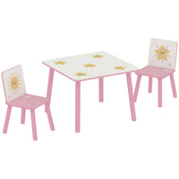 Qaba - Ensemble table et chaises 3 pièces pour enfants garçons et filles âgés de 3 à 8 ans - rose-Ensemble de 3 pièces avec une table et 2 chaises  
