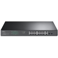TP-Link - TL-SG1218MPE Switch intelligent Gigabit 18 ports avec 16 ports PoE+-16 × ports PoE+ Gigabit RJ45, 2 × ports Gigabit non-PoE RJ45 et 2 × emplacements combo SFP Gigabit