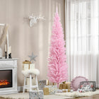 HOMCOM - Sapin de Noël artificiel 7' mince - décoration de fête - rose-Les branches en plastique réalistes donnent un aspect plein et luxuriant à l'arbre 
