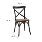 Modway - Gear Fauteuil d’appoint de salle à manger Ensemble de 2 - Noir-Siège en rotin naturel