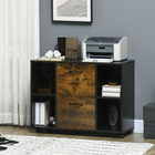 Vinsetto - Armoire de classement latérale mobile avec tiroir verrouillable - brun rustique-4 étagères ouvertes pour ranger vos fournitures de bureau 
