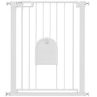PawHut - Barrière pour animaux de compagnie extra large 30"-32" avec petite porte - 35"H - Blanc-Cette barrière de sécurité pour escaliers permet à la porte de s’ouvrir dans les deux sens
