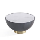Manhattan Comfort - Ensemble de 3 tables : table basse et tables d’appoint Anderson modernes, revêtement similicuir gris-28,15 po L x 28,15 po l x 21,61 po H