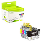 fuzion Brother LC401XL Ensemble De Cartouches D'Encre Compatible - Haut Rendement - Noir/Cyan/Magenta/Jaune-Noir, Cyan, Magenta, Jaune (LC401XLBK, LC401XLC, LC401XLM, LC401XLY)