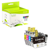 fuzion Brother LC401XL Ensemble De Cartouches D'Encre Compatible - Haut Rendement - Noir/Cyan/Magenta/Jaune-Noir, Cyan, Magenta, Jaune (LC401XLBK, LC401XLC, LC401XLM, LC401XLY)