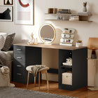 HOMCOM - Bureau d'ordinateur avec tiroirs - 55,1 po L x 20,9 po l x 29,5 po H - noir grain de bois-Le cadre robuste en panneau de particules et MDF supporte jusqu’à 231 lb (105 kg) pour une stabilité sans vacillement
